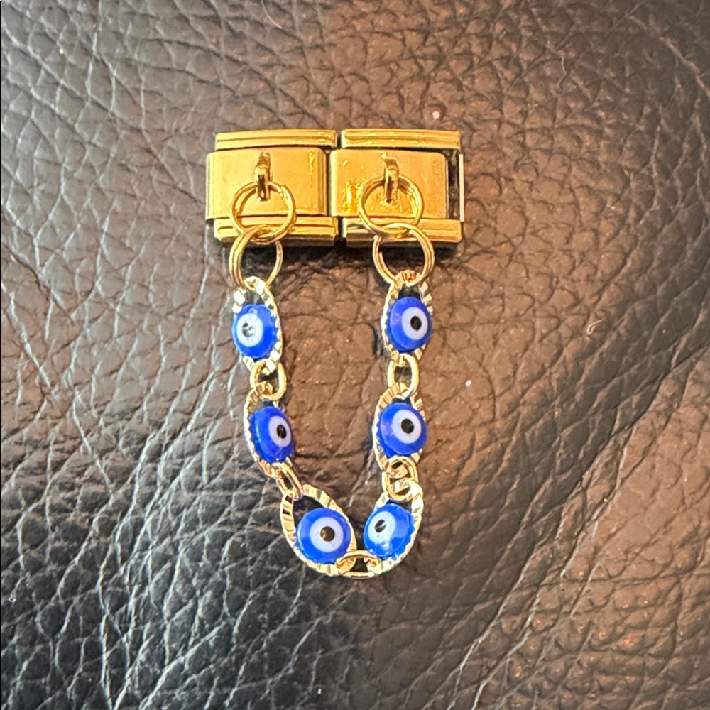 Evil Eye Chain Italian Charm Link Gold Tone